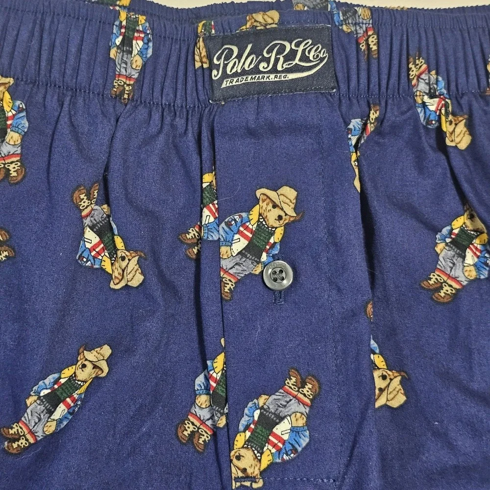 Polo Ralph Lauren Mens Polo Bear Boxer Shorts Navy Blue Western Cowboy & Socks S